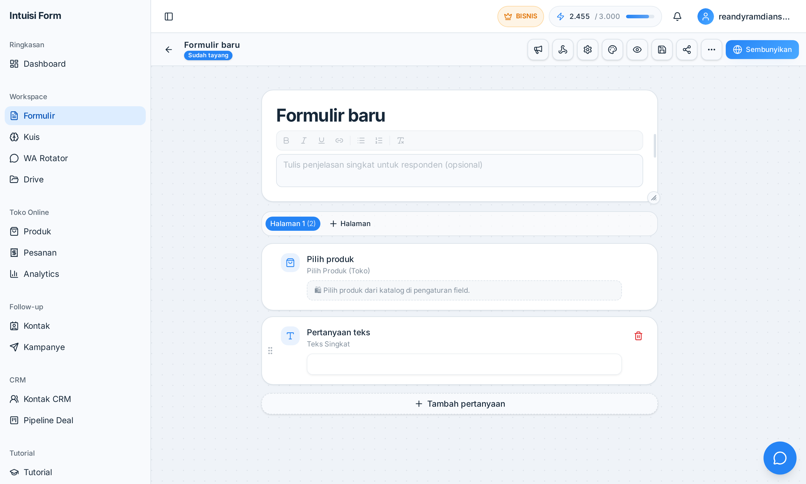Cuplikan Bikin Form Tanpa Coding Intuisi Form