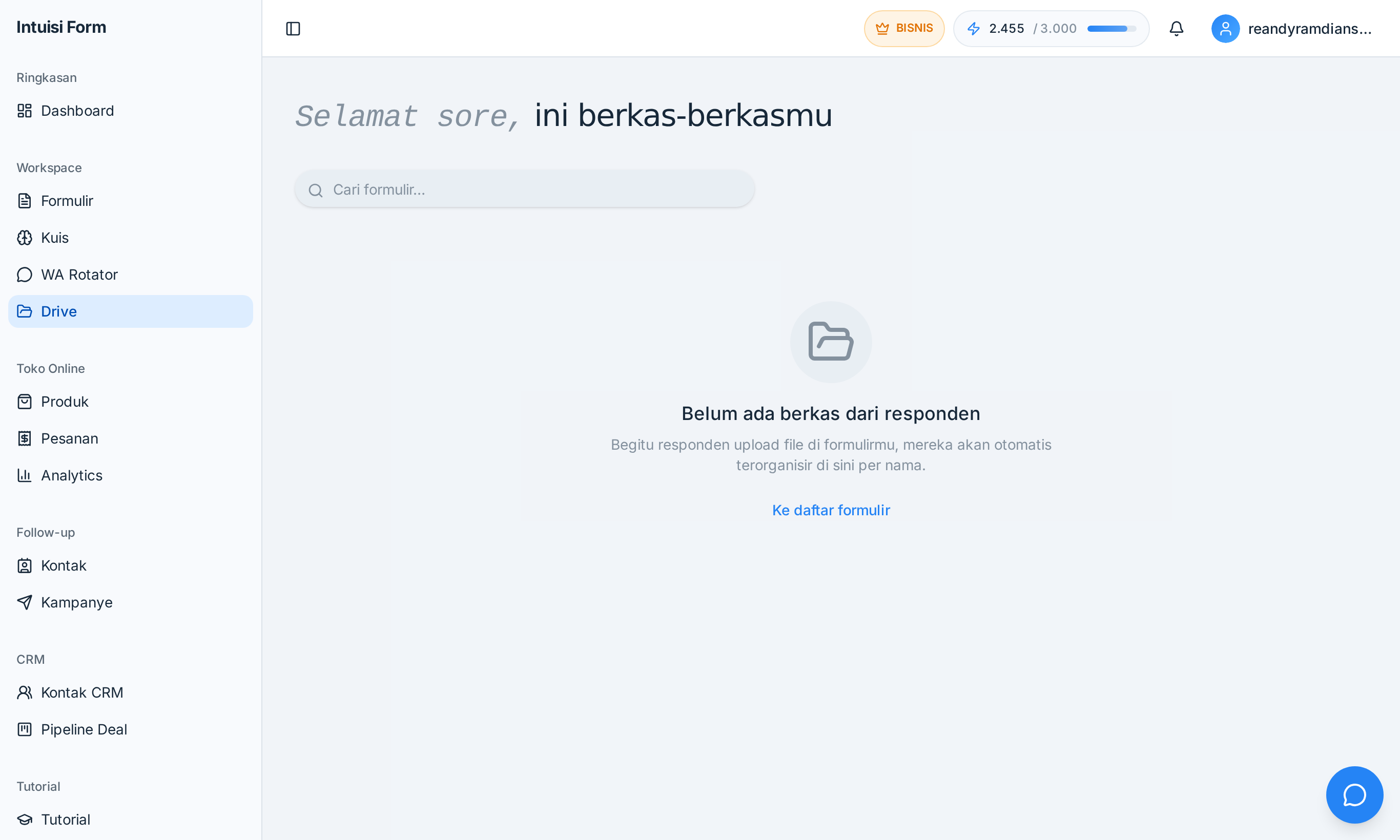 Cuplikan Penyimpanan File Bersama Intuisi Form