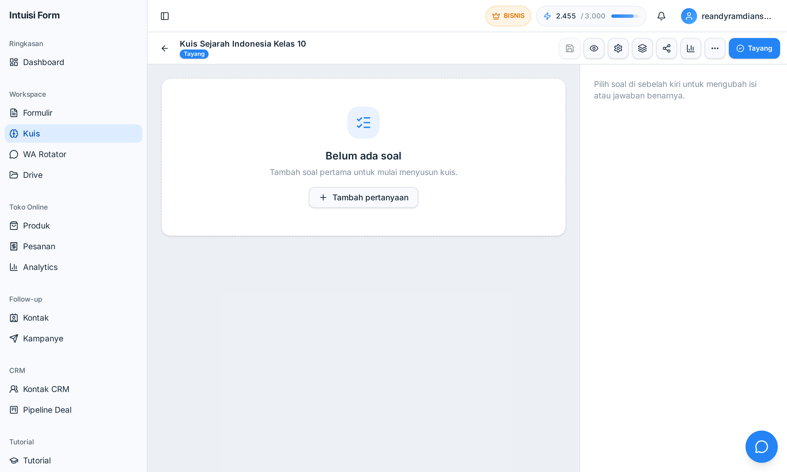 Cuplikan Kuis Online Bersertifikat Intuisi Form